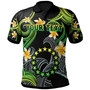 Cook Islands Polo Shirt - Custom Personalised Polynesian Waves with Plumeria Flowers (Green)