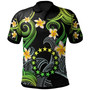 Cook Islands Polo Shirt - Custom Personalised Polynesian Waves with Plumeria Flowers (Green)