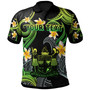 Fiji Polo Shirt - Custom Personalised Polynesian Waves with Plumeria Flowers (Green)