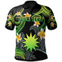 Nauru Polo Shirt - Custom Personalised Polynesian Waves with Plumeria Flowers (Green)