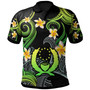 Pohnpei Polo Shirt - Custom Personalised Polynesian Waves with Plumeria Flowers (Green)