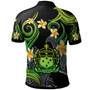 Samoa Polo Shirt - Custom Personalised Polynesian Waves with Plumeria Flowers (Green)