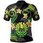 Tahiti Polo Shirt - Custom Personalised Polynesian Waves with Plumeria Flowers (Green)