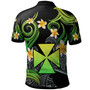 Wallis and Futuna Polo Shirt - Custom Personalised Polynesian Waves with Plumeria Flowers (Green)