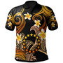 Cook Islands Polo Shirt - Custom Personalised Polynesian Waves with Plumeria Flowers (Orange)