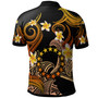 Cook Islands Polo Shirt - Custom Personalised Polynesian Waves with Plumeria Flowers (Orange)