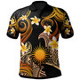 Marshall Islands Polo Shirt - Custom Personalised Polynesian Waves with Plumeria Flowers (Orange)