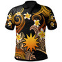Nauru Polo Shirt - Custom Personalised Polynesian Waves with Plumeria Flowers (Orange)