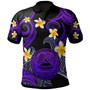 American Samoa Polo Shirt - Custom Personalised Polynesian Waves with Plumeria Flowers (Purple)