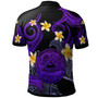 American Samoa Polo Shirt - Custom Personalised Polynesian Waves with Plumeria Flowers (Purple)