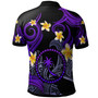 Chuuk Polo Shirt - Custom Personalised Polynesian Waves with Plumeria Flowers (Purple)
