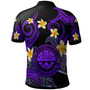 FSM Polo Shirt - Custom Personalised Polynesian Waves with Plumeria Flowers (Purple)