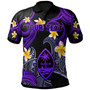 Guam Polo Shirt - Custom Personalised Polynesian Waves with Plumeria Flowers (Purple)
