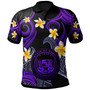 Hawaii Polo Shirt - Custom Personalised Polynesian Waves with Plumeria Flowers (Purple)