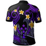 Kosrae Polo Shirt - Custom Personalised Polynesian Waves with Plumeria Flowers (Purple)