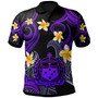Samoa Polo Shirt - Custom Personalised Polynesian Waves with Plumeria Flowers (Purple)