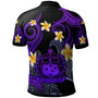 Samoa Polo Shirt - Custom Personalised Polynesian Waves with Plumeria Flowers (Purple)