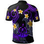 Vanuatu Polo Shirt - Custom Personalised Polynesian Waves with Plumeria Flowers (Purple)