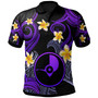 Yap Polo Shirt - Custom Personalised Polynesian Waves with Plumeria Flowers (Purple)