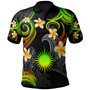 Marshall Islands Polo Shirt - Custom Personalised Polynesian Waves with Plumeria Flowers (Reggae)