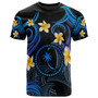 Chuuk T-shirt - Custom Personalised Polynesian Waves with Plumeria Flowers (Blue)