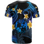 Tonga T-shirt - Custom Personalised Polynesian Waves with Plumeria Flowers (Blue)