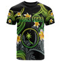 Chuuk T-shirt - Custom Personalised Polynesian Waves with Plumeria Flowers (Green)