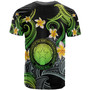 CMNI T-shirt - Custom Personalised Polynesian Waves with Plumeria Flowers (Green)