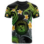 Hawaii T-shirt - Custom Personalised Polynesian Waves with Plumeria Flowers (Green)