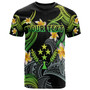 Kosrae T-shirt - Custom Personalised Polynesian Waves with Plumeria Flowers (Green)