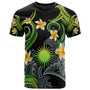 Marshall Islands T-shirt - Custom Personalised Polynesian Waves with Plumeria Flowers (Green)