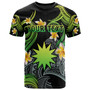 Nauru T-shirt - Custom Personalised Polynesian Waves with Plumeria Flowers (Green)