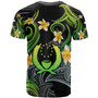 Pohnpei T-shirt - Custom Personalised Polynesian Waves with Plumeria Flowers (Green)