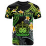 Samoa T-shirt - Custom Personalised Polynesian Waves with Plumeria Flowers (Green)