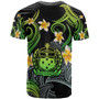 Samoa T-shirt - Custom Personalised Polynesian Waves with Plumeria Flowers (Green)