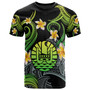 Tahiti T-shirt - Custom Personalised Polynesian Waves with Plumeria Flowers (Green)