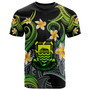 Tuvalu T-shirt - Custom Personalised Polynesian Waves with Plumeria Flowers (Green)