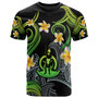 Vanuatu T-shirt - Custom Personalised Polynesian Waves with Plumeria Flowers (Green)