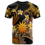 Nauru T-shirt - Custom Personalised Polynesian Waves with Plumeria Flowers (Orange)