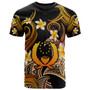 Pohnpei T-shirt - Custom Personalised Polynesian Waves with Plumeria Flowers (Orange)