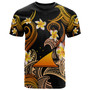 Tokelau T-shirt - Custom Personalised Polynesian Waves with Plumeria Flowers (Orange)