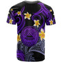 American Samoa T-shirt - Custom Personalised Polynesian Waves with Plumeria Flowers (Purple)