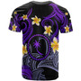 Chuuk T-shirt - Custom Personalised Polynesian Waves with Plumeria Flowers (Purple)