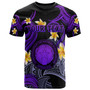 CMNI T-shirt - Custom Personalised Polynesian Waves with Plumeria Flowers (Purple)