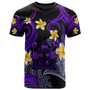 Fiji T-shirt - Custom Personalised Polynesian Waves with Plumeria Flowers (Purple)