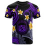 Hawaii T-shirt - Custom Personalised Polynesian Waves with Plumeria Flowers (Purple)