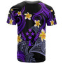 Kosrae T-shirt - Custom Personalised Polynesian Waves with Plumeria Flowers (Purple)
