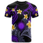 Marshall Islands T-shirt - Custom Personalised Polynesian Waves with Plumeria Flowers (Purple)