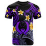 Pohnpei T-shirt - Custom Personalised Polynesian Waves with Plumeria Flowers (Purple)