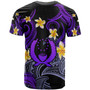 Pohnpei T-shirt - Custom Personalised Polynesian Waves with Plumeria Flowers (Purple)